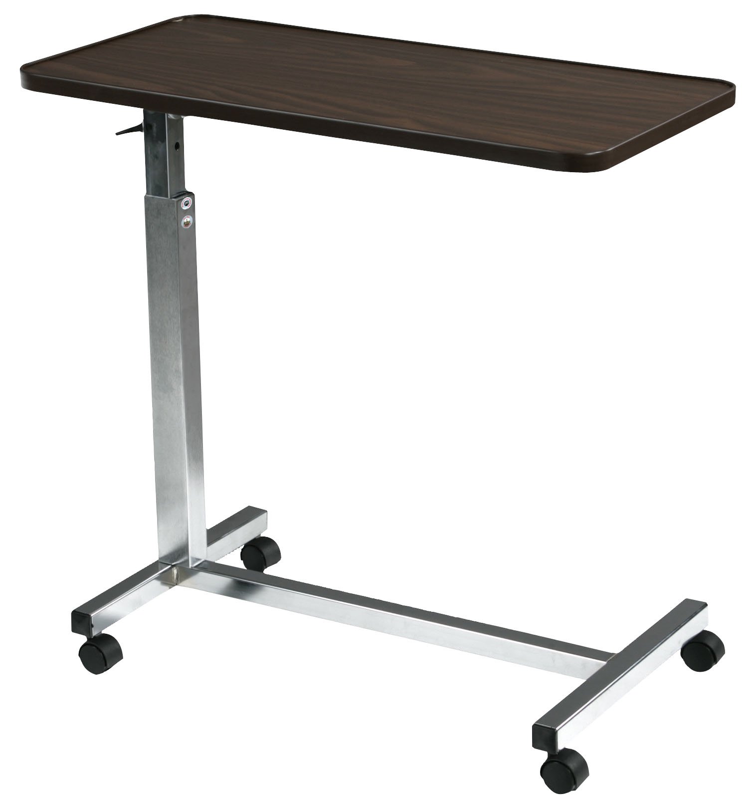 Drive Medical 13003 Non Tilt Top Overbed Table with Wheels, Chrome