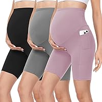 yeuG 3 Pack Maternity Shorts Over The Belly with Pockets 8