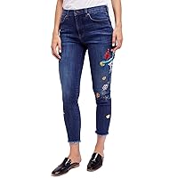 Free People Womens Embroidered Skinny Fit Jeans
