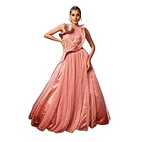 Designer Indian Girlish Flairy Net Stylish Gown Woman Trendy Western Dress 7198