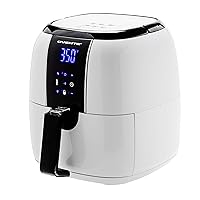 OVENTE Compact Air Fryer, 3.2 Quart Electric Hot Cooker with 1400W Power, Digital LED Touch Screen, Auto Shutoff, Dishwasher Safe Non-Stick Basket, Perfect for Healthy & Oilless Food, White FAD61302W