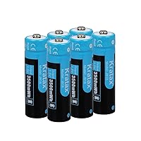 Kratax AA Rechargeable Batteries 3500mWh High Capacity Double A Lithium Battery 1.5V Constant Voltage Output, 1600Cycles, for Xbox Controller, Toys, Remote Controls, Flashlight-6 Pack AA Batteries
