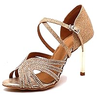 Women's Peep Toe Rhinestones Glitter Jazz Rumba Samba Salsa Ballroom Latin Modern Dance Shoes Wedding Party Sandals