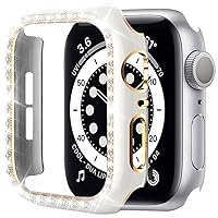 Diamond Crystal Case for Apple Watch 7 6 se 40mm 44mm 41mm 45mm iWatch Series 5 3 38mm 42mm Protective Covers Women Accessorie (Color : White Gold, Size : 41MM)