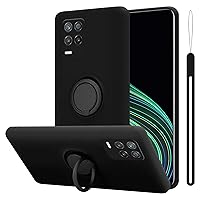 Case Compatible with Realme 8 5G / V13 / Q3 / Q3i / Narzo 30 5G in Liquid Black - Protective Cover Made of Flexible TPU Silicone with Ring