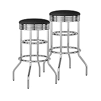 Heavy Duty 30 Inch Stools Bar-Height Swivel Chrome Seats for Kitchen Counter, Garage, or Workshop, 15.75