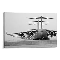 C-17 Globemaster III Transport Aircraft Military Aircraft Black And White Picture Vintage United Sta Wall Art Paintings Canvas Wall Decor Home Decor Living Room Decor Aesthetic 08x12inch(20x30cm) Fr