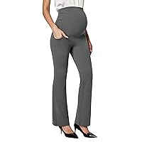 Ewedoos Maternity Pants Shirred Side Work Pants with Pockets Over The Belly Pregnancy Dress Pants Maternity Yoga Pants