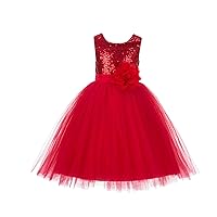Wedding Formal Sequins Bodice Ruffle Tulle Flower Girl Dress Easter Toddler Birthday Pageant Communion Gown J122F