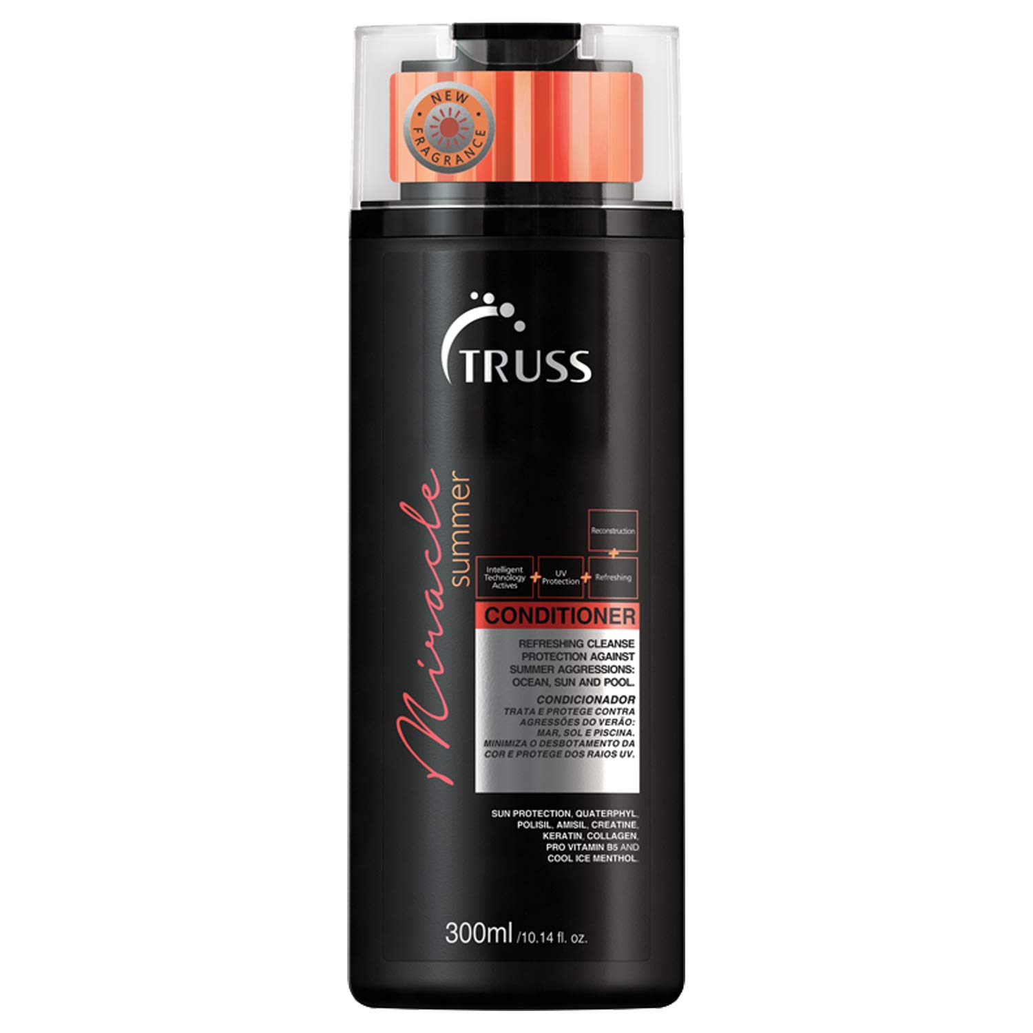 TRUSS Miracle Summer Conditioner - Moisturizing Conditioner, Protects Hair From Sun, UV, Ocean & Pool Water, Adds Shine, Prevents Color Fading - All Hair Types (10.14oz)