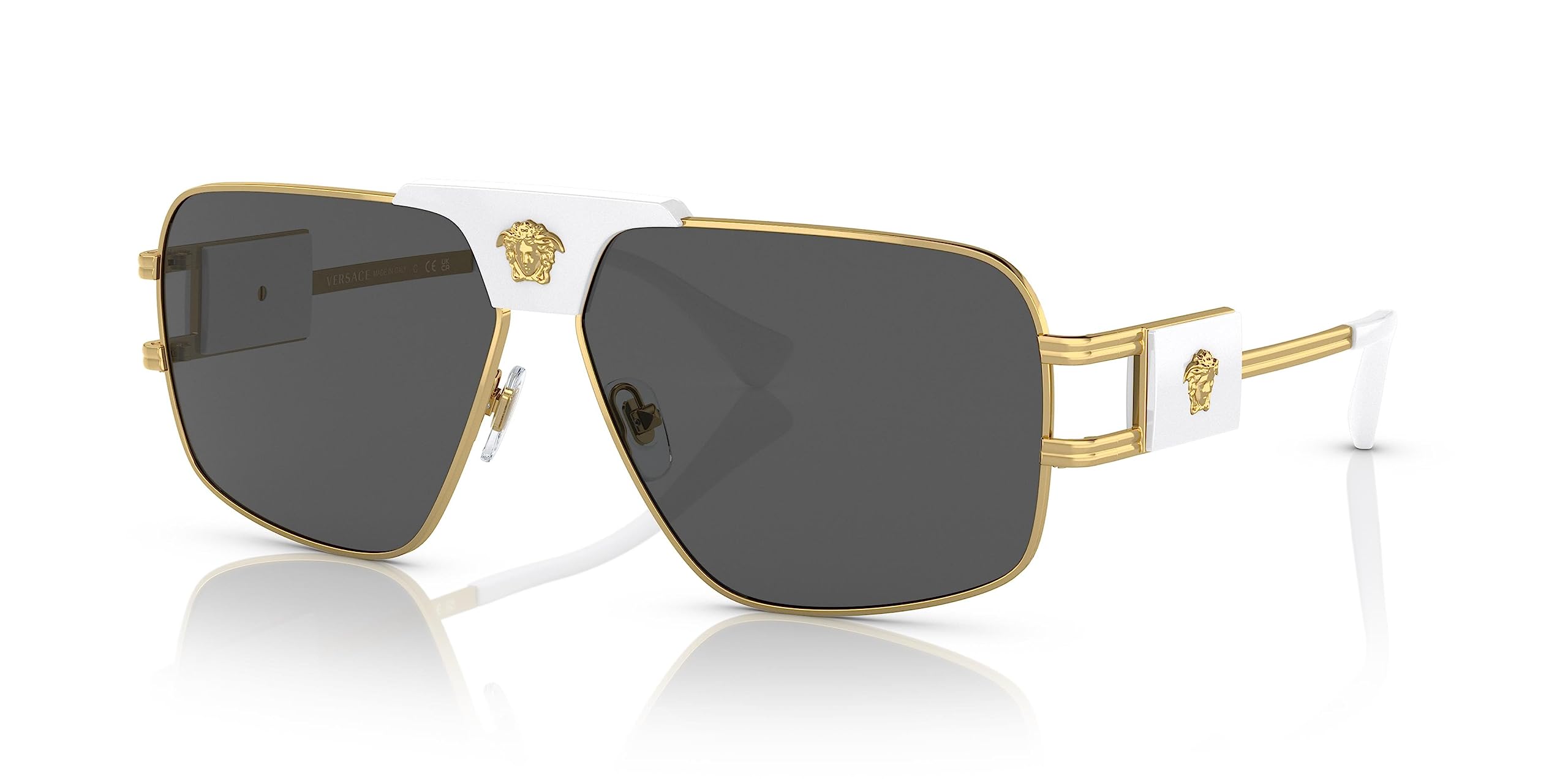 Versace Man Sunglasses Gold Frame, Dark Grey Lenses, 63MM