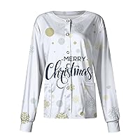 Christmas Womens Tops Deer Top Single-Breasted T Shirt Cute Crew Neck Long Sleeve Fashion Tank Top for Women