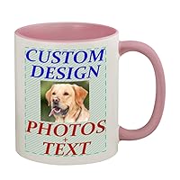 Custom Printed 11oz Ceramic Colored Inside and Handle Coffee Mug Cup CP06, Pink