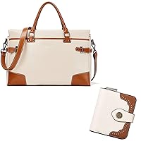 BOSTANTEN Leather Briefcase Messenger Satchel Bags Laptops Handbags for Women and Leather Wallets for Women RFID Blocking Zipper Pocket