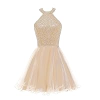 Homecoming Dresses 2019 Gold Lace Appliques Short Tulle Bridesmaid Dress 16W