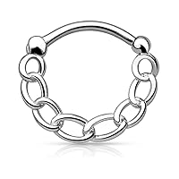 WildKlass Jewelry Septum Clicker 16g Round Chain Septum Ring