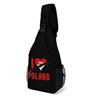 I Love Poland Crossbody Bag Over Shoulder Sling Backpack Casual Cross Chest Side Pouch