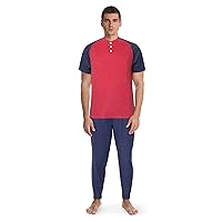 Fruit of the Loom Men's 2-Piece Jersey Knit Pajama Set, Red