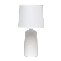 Simple Designs LT2085-OFF Textured Linear Pottery Ceramic Table Lamp, Off White