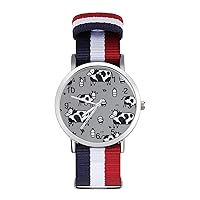 Cartoon Cow Pattern Women's Watch with Braided Band Classic Quartz Strap Watch Fashion Wrist Watch for Men