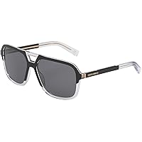 Dolce & Gabbana Men's Round Fashion Sunglasses, Top Black/Crystal/Dark Grey, One Size