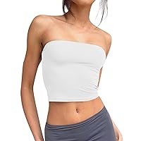T Shirts for Women Backless Sleeveless Bandeau Tank Tops Off Shoulder Sexy Bustier Blouses, Clothes for Teen Girls