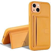 Luxury Leather Kickstand DurableCase for iPhone 14 13 12 11 Pro Max Card Wallet Bag Cover,Yellow,for iPhone 14 Pro