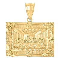 10k Yellow Gold Mens Last Supper Religious Charm Pendant Necklace Measures 26.9x30mm Wide Jewelry for Men