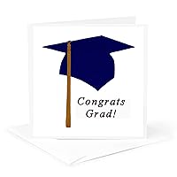 3dRose Greeting Card - Painting of Navy Blue Gold graduation cap and tassel Congrats Grad - sArt Graduation