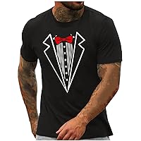 Men's Funny T-Shirts Tuxedo Bow Tie Printed Graphic Shirts Novelty St Patricks Day Shirt Muscle Fit Short Sleeve Tops