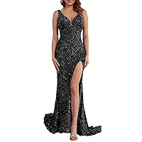 Sheath/Column Elegant Formal Dress Sleeveless Sweep/Brush Train Evening Dress with Velvet Sequins 2024 MZ026