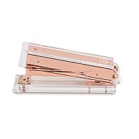 Rose Gold Desk Accessories Acrylic Stapler by DS DRAYMOND STORY - Full Sets Golden Desktop Stationery - Unique Gift Package