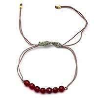7-Stone Red Onyx Gemstone Meditation Bracelet in 925 Silver