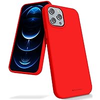 GOOSPERY Liquid Silicone Case for iPhone 12 Pro Max Case (6.7 inches) Silky-Soft Touch Full Body Protection Shockproof Cover Case with Soft Microfiber Lining (Red)