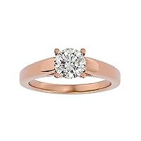 Certified 18K Gold Ring in Round Cut Moissanite Diamond (1.18 ct) with White/Yellow/Rose Gold Anniversary Ring for Women