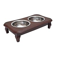 Premium Elevated Pet Feeder By Pawridge - Luxury Solid Wood Stand & 2 Food Grade Stainless Steel Bowls - Improves Your Pet's Digestion - Suitable For Small / Medium Dogs & Cats