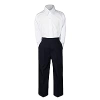 2pc Formal Wedding Boys White Shirt Black Pants Sets from Baby to Teen (2T)