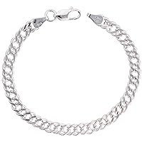 5.5mm Sterling Silver Rombo Double Link Chain Necklaces & Bracelets for Men and Women Nickel Free Italy sizes 7-30 inch