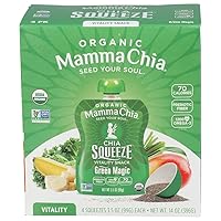 Mamma Chia Organic Squeeze Vitality Snack, Strawberry Banana, 3.5 OZ, 4 ct