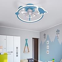 Led 85W Bedroom Ceiling Fan Light Stepless Dimming, Ceiling Fans with Lights and Remote/App Control, Silent Fan Ceiling Lamps, 50Cm Kids Fan Lighting Adjustable 6-Speed/Blue/D