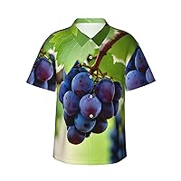 Gaxfjru Grape Men's Casual Button-Down Hawaiian Shirts â€“ Funky Tropical Summer Outfits â€“ Retro Printed Beach Wear for Men