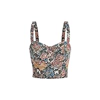 Women's Tops Sexy Tops for Women Shirts Floral Print Zip Back Cami Top Shirts for Women (Color : Multicolor, Size : Large)