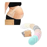 KeaBabies 2-in-1 Pregnancy Belly Support Band and Reusable Nursing Pads - Maternity Belly Bands for Pregnant Women, Pregnancy Belt, Belly Support - 14 Washable Breastfeeding Pads + Wash Bag