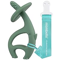 Dancing Elephant Teether Toys with Strap for 3-12 Months, Baby Teething Toys 6 to 12 Months Old with Clip, Freezable Silicone Infant Chew Toys, Easy Hold Great Gifts for Newborn, Light Green