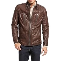 Mens Napa Real Leather Jacket Winter Fashion Coat A807
