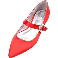 Womens Mary Jane Flat Shoes D Orsay Pumps Buckle Flats Red US 9.5