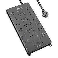 TROND Power Strip Surge Protector with USB C Ports, 5ft Extension Cord with Multiple Outlets, 22 AC Outlets and 4 USB Ports, 4000J, Flat Plug, Heavy Duty, Wall Mount, Under Desk, ETL Listed, Black