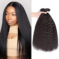 Kinky Straight Human Hair Bundles, Kerriana Kinky Straight Sew In 100% Unprocessed Brazilian 3 bundles 10 12 14 inch For Black Women