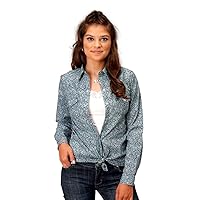 ROPER Western Shirt Womens L/S Paisley Blue 03-050-0225-4025 BU