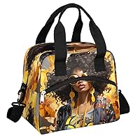 Insulated Lunch Bag for Women Men, America Girl Printing Reusable Lunch Box,Thermal Cooler Tote Bag Organizer with Adjustable Shoulder Strap,Lunch Container for Work Picnic Hiking Beach